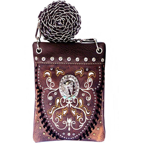 Horse Concho Embroidery Mini Crossbody Bag