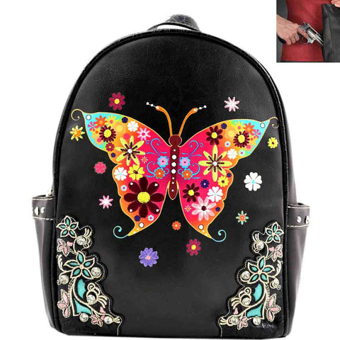 Butterfly Embroidery Concealed Carry Western Cowgirl Backpack