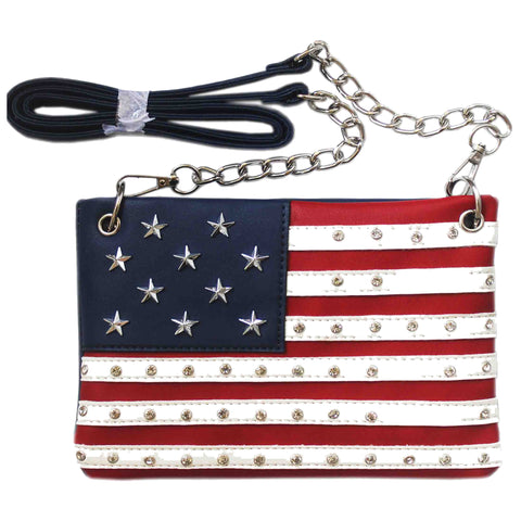 American Flag Rhinestone Studded Chain Crossbody Bag