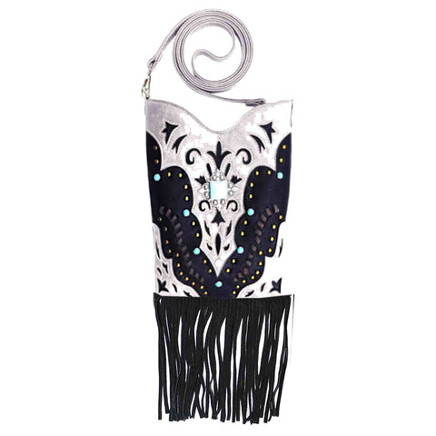 Western Cut-Out Concho Fringe Mini Crossbody Bag