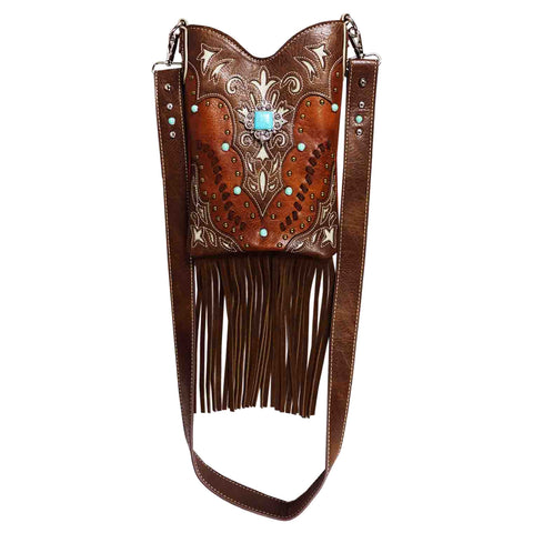 Western Cut-Out Concho Fringe Mini Crossbody Bag