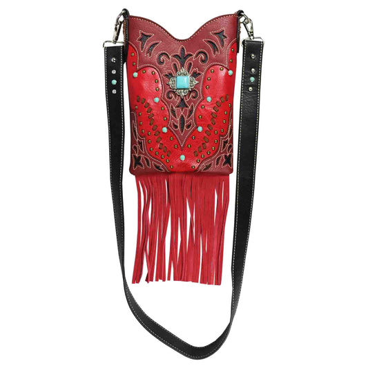 Western Cut-Out Concho Fringe Mini Crossbody Bag