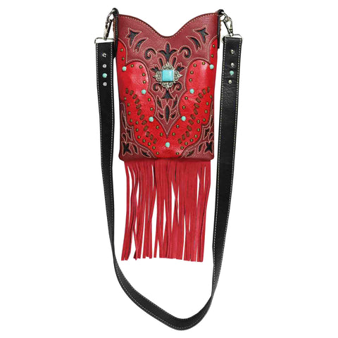 Western Cut-Out Concho Fringe Mini Crossbody Bag