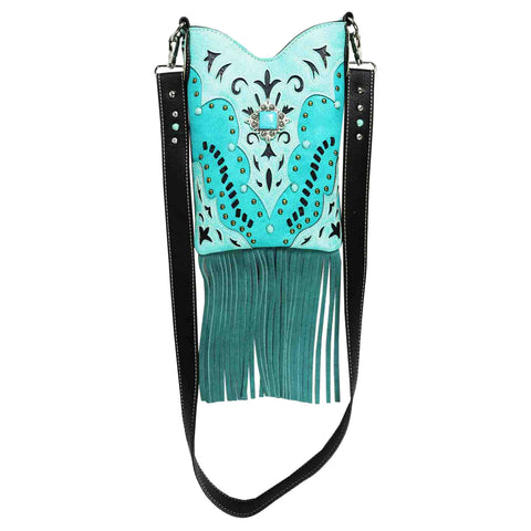 Western Cut-Out Concho Fringe Mini Crossbody Bag