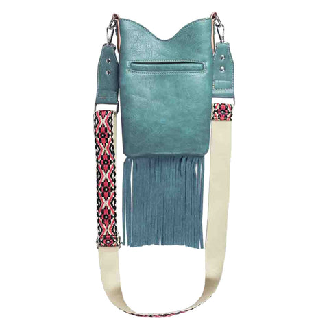 Western Aztec Embroidery Fringe Mini Crossbody Bag
