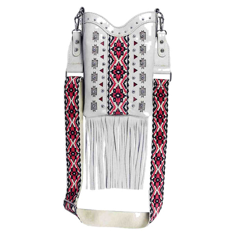 Western Aztec Embroidery Fringe Mini Crossbody Bag