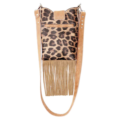Leopard Print Turquoise Concho Fringe Mini Crossbody Bag