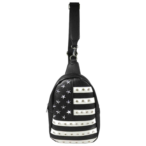 American Flag Rhinestone Studded Sling Bag