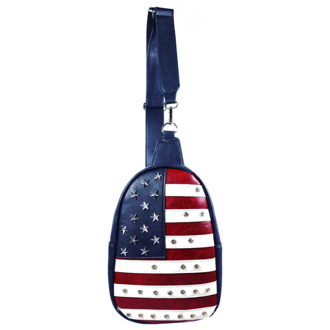American Flag Rhinestone Studded Sling Bag