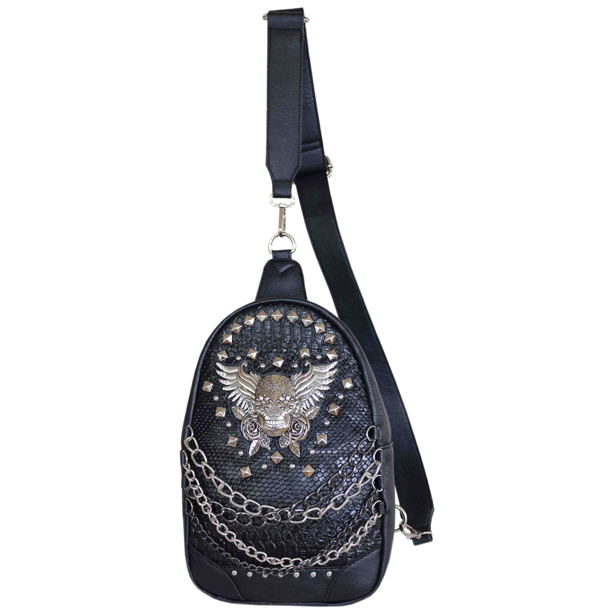 Sugar Skull Chain Studded Sling Bag
