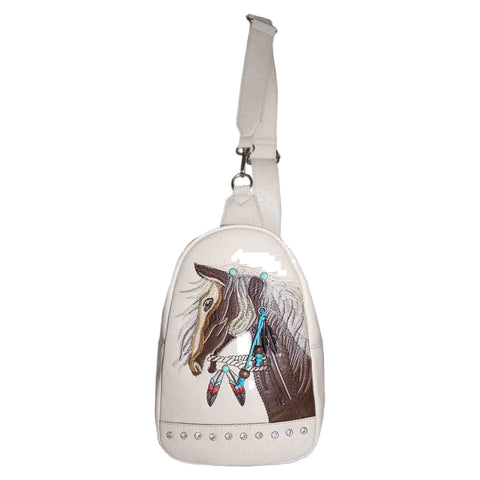 Horse Embroidery Western Sling Bag