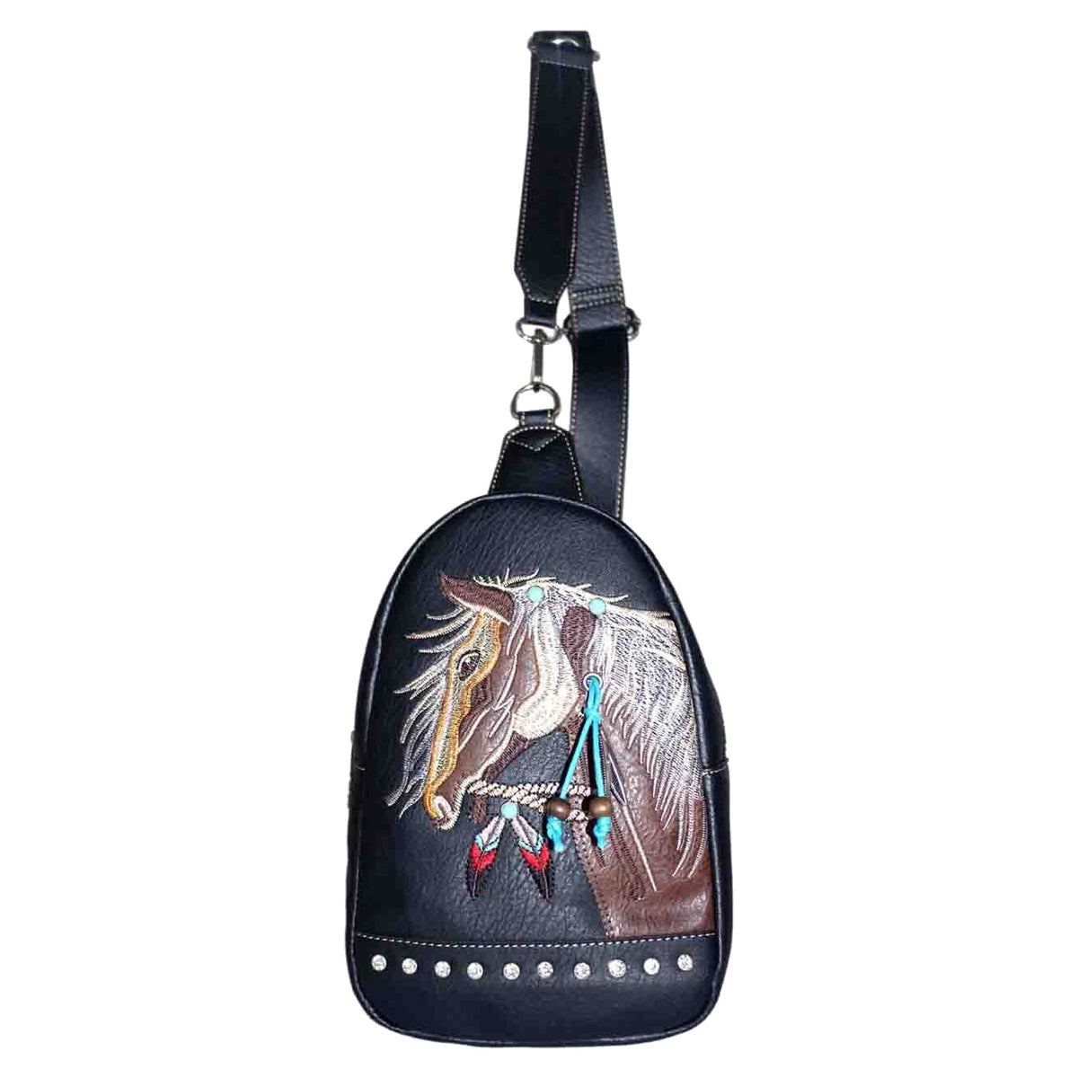 Horse Embroidery Western Sling Bag