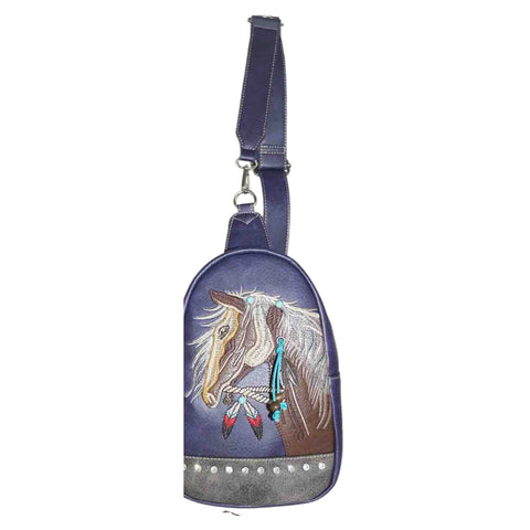 Horse Embroidery Western Sling Bag