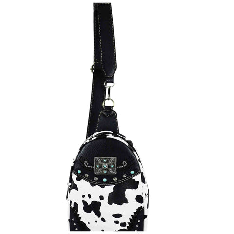 Cow Print Concho Sling Bag