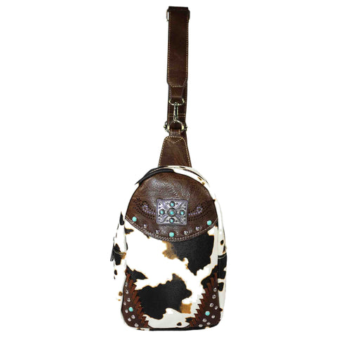 Cow Print Concho Sling Bag