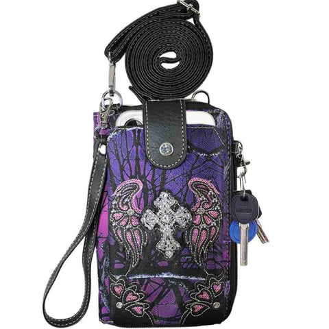 Multi Purpose Western Camouflage Cross Phone Wallet with Strap