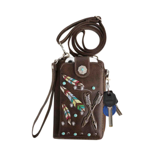 Western Arrow Native American Embroidery Phone Wallet with Strap