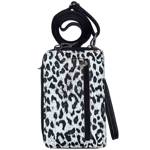Multi Purpose Western Concho Leopard Print Phone Wallet with Strap