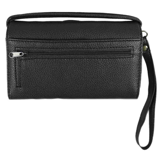 Rhinestoned Skull Studded Trifold Clutch Crossbody Wallet