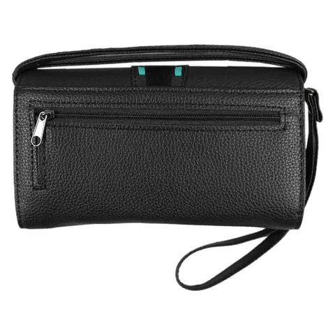 Turquoise Stone Studded Trifold Clutch Crossbody Wallet