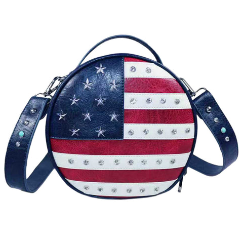 American Flag Round Crossbody Bag