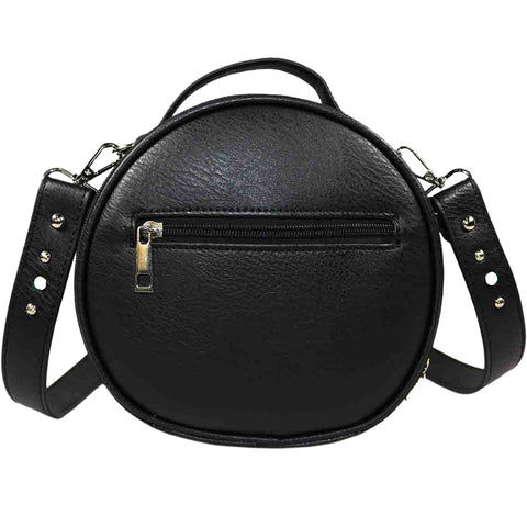 Studded Skull Rose Round Crossbody Bag