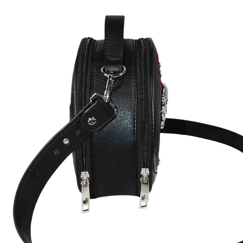 Studded Skull Rose Round Crossbody Bag