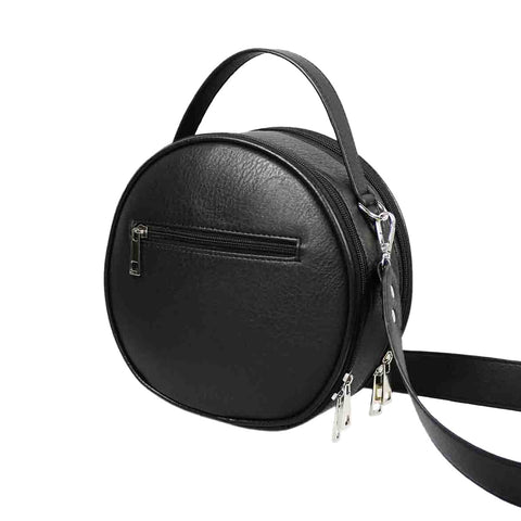 Embroidered Sugar Skull Round Crossbody Bag