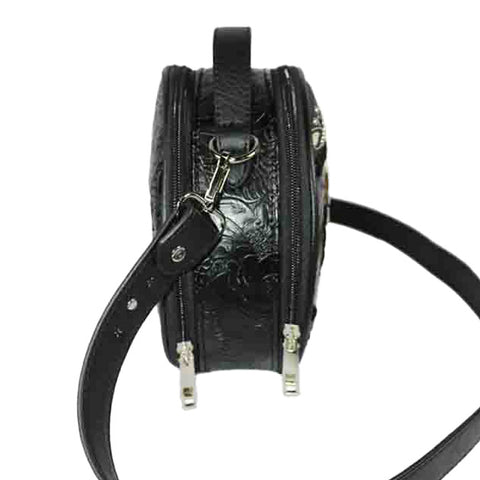 Crystal Cross Wing Round Crossbody Bag