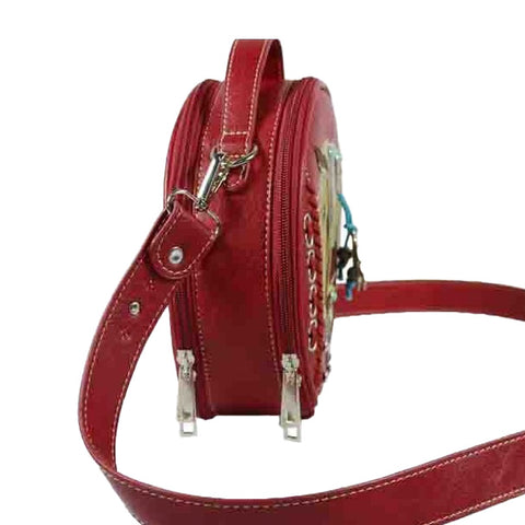 Embroidered Horse Studded Round Crossbody Bag