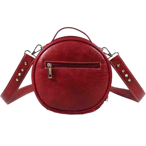 Embroidered Horse Studded Round Crossbody Bag