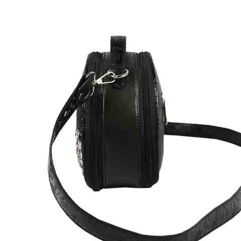 Embroidered Butterfly Round Crossbody Bag
