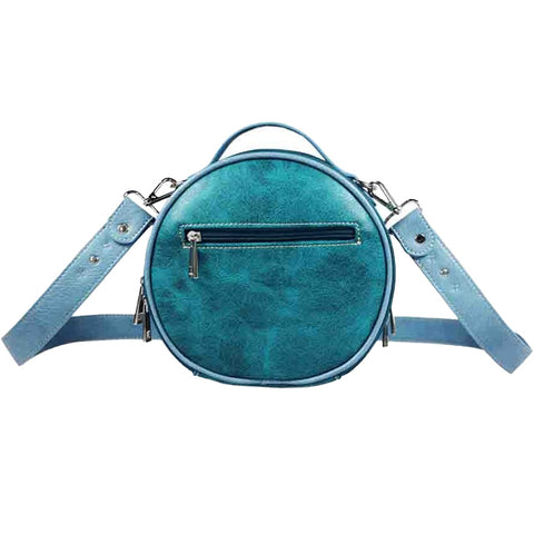 Embroidered Butterfly Studded Round Crossbody Bag