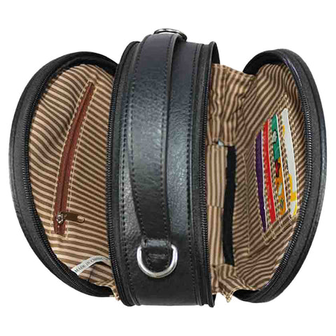 Embroidered Horse Studded Round Crossbody Bag