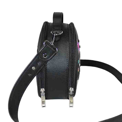 Double Embroidered Butterfly Round Crossbody Bag
