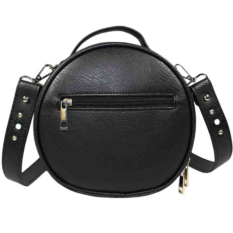 Double Embroidered Butterfly Round Crossbody Bag