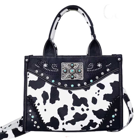 Concealed Carry Cow Print  Western Concho Shoulder Bag