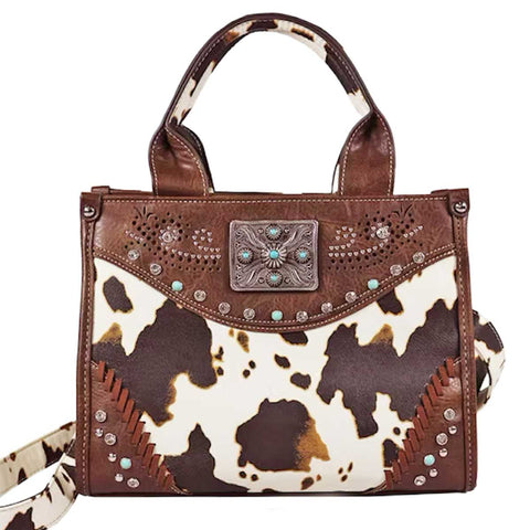 Concealed Carry Cow Print  Western Concho Shoulder Bag