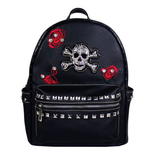 Rhinestone Skull Rose Embroidery Western Cowgirl Backpack