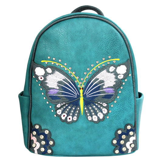 Butterfly Embroidery Studded Western Cowgirl Backpack