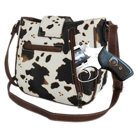 Turquoise Stone Concho Cow Print Studded Crossbody Bag