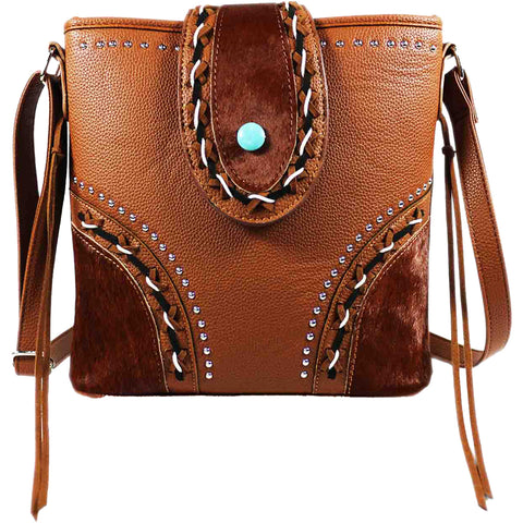 Western Turquoise Lace Up Messenger Bag