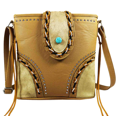 Western Turquoise Lace Up Messenger Bag