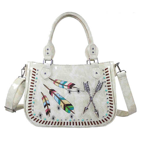 Embroidered Native Feather Arrow Shoulder Crossbody Bag