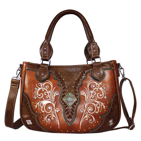 Diamond Concho Embroidered Shoulder Crossbody Bag