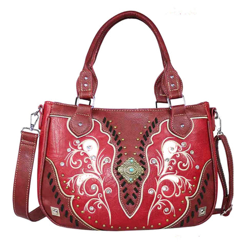 Diamond Concho Embroidered Shoulder Crossbody Bag