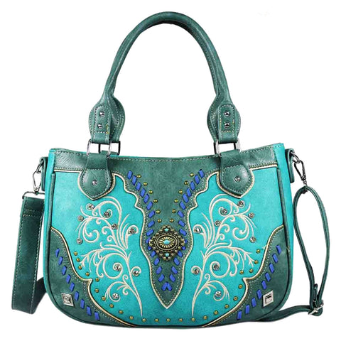 Diamond Concho Embroidered Shoulder Crossbody Bag