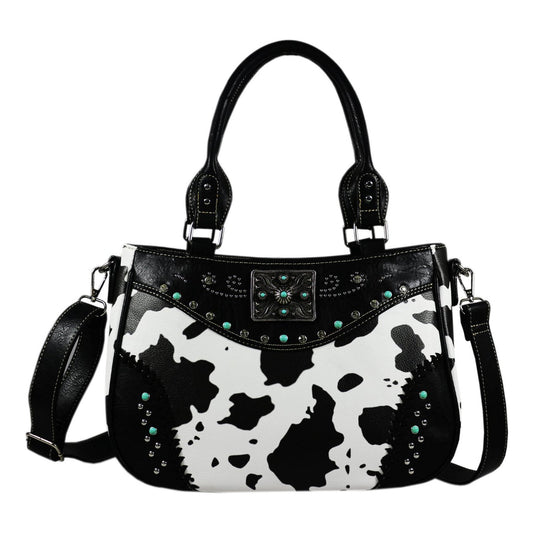 Cow Print Square Concho Shoulder Crossbody Bag