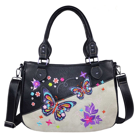 Embroidered Butterfly Shoulder Crossbody Bag