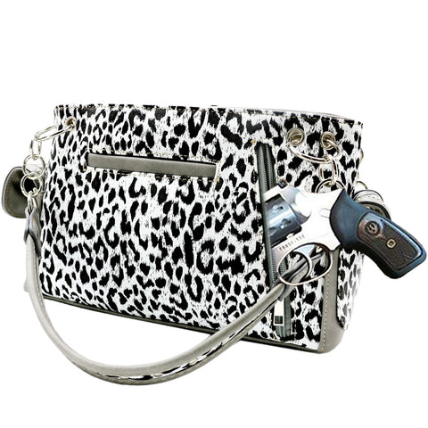 Turquoise Stone Cow Print Studded Shoulder Bag